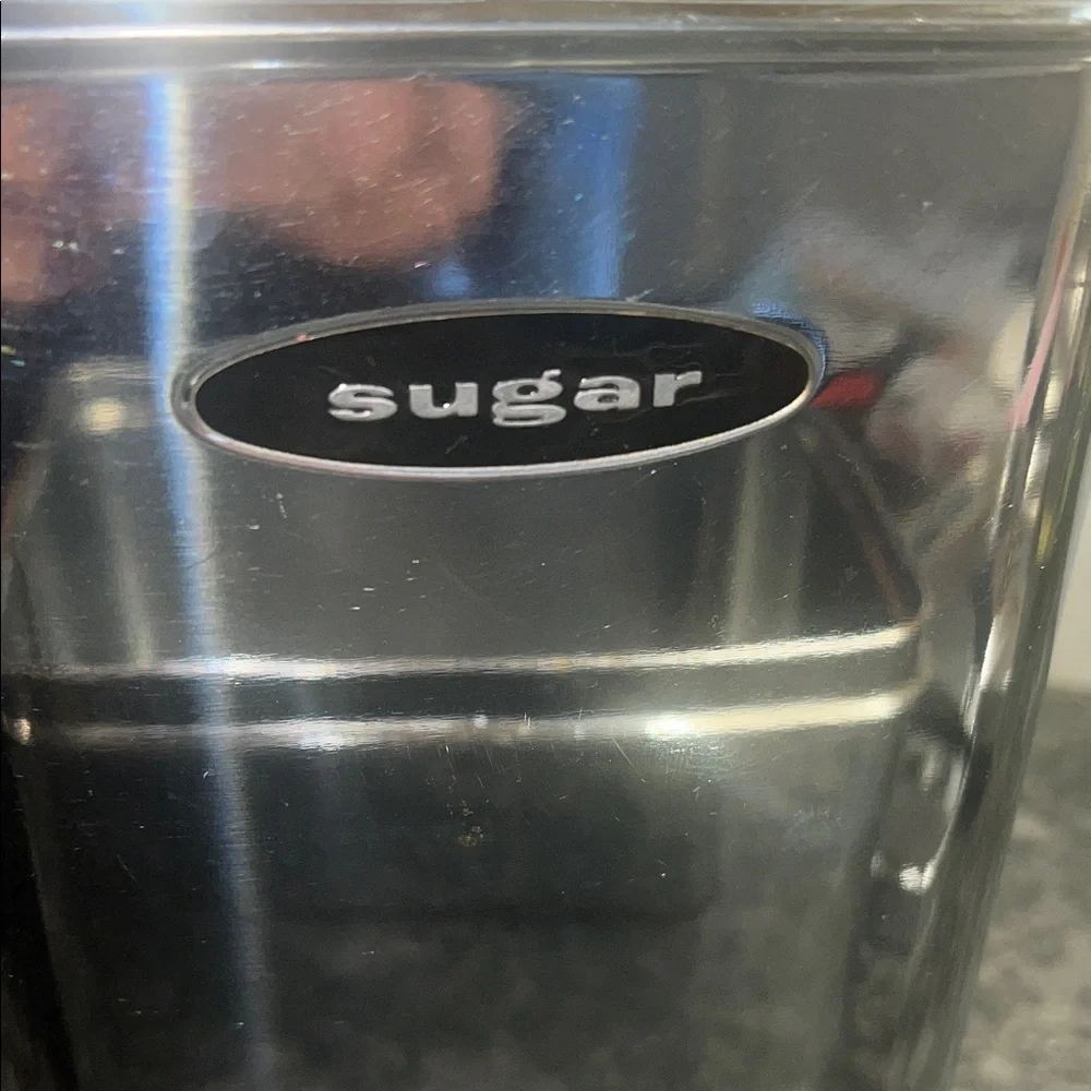 Chrome Sugar and Coffee Canister Set. Diamond shape knobs.